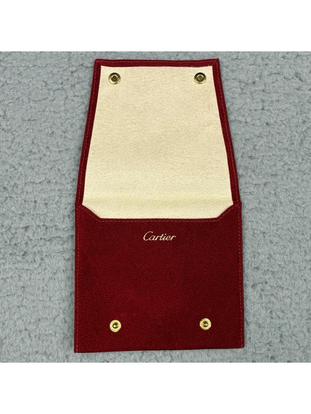 Vintage Cartier Red Velvet Travel Pouch Snap Closure Small 5x4.5"‎
